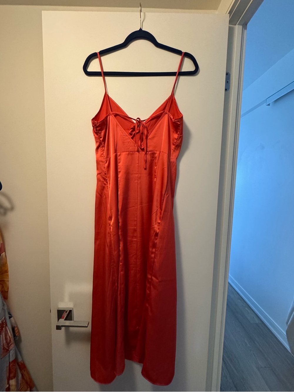 H&M Coral Satin Slip Midi Dress - Picture 3 of 4